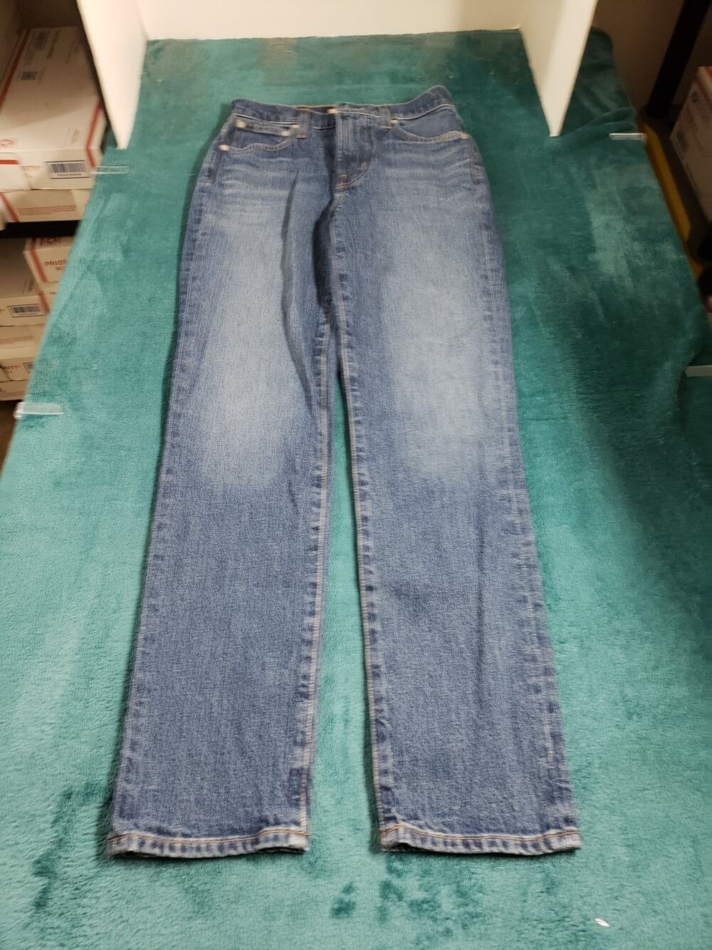 Madewell Jeans Size 23 Women Blue Pant Stretch Mid Rise Perfect Vintage Straight